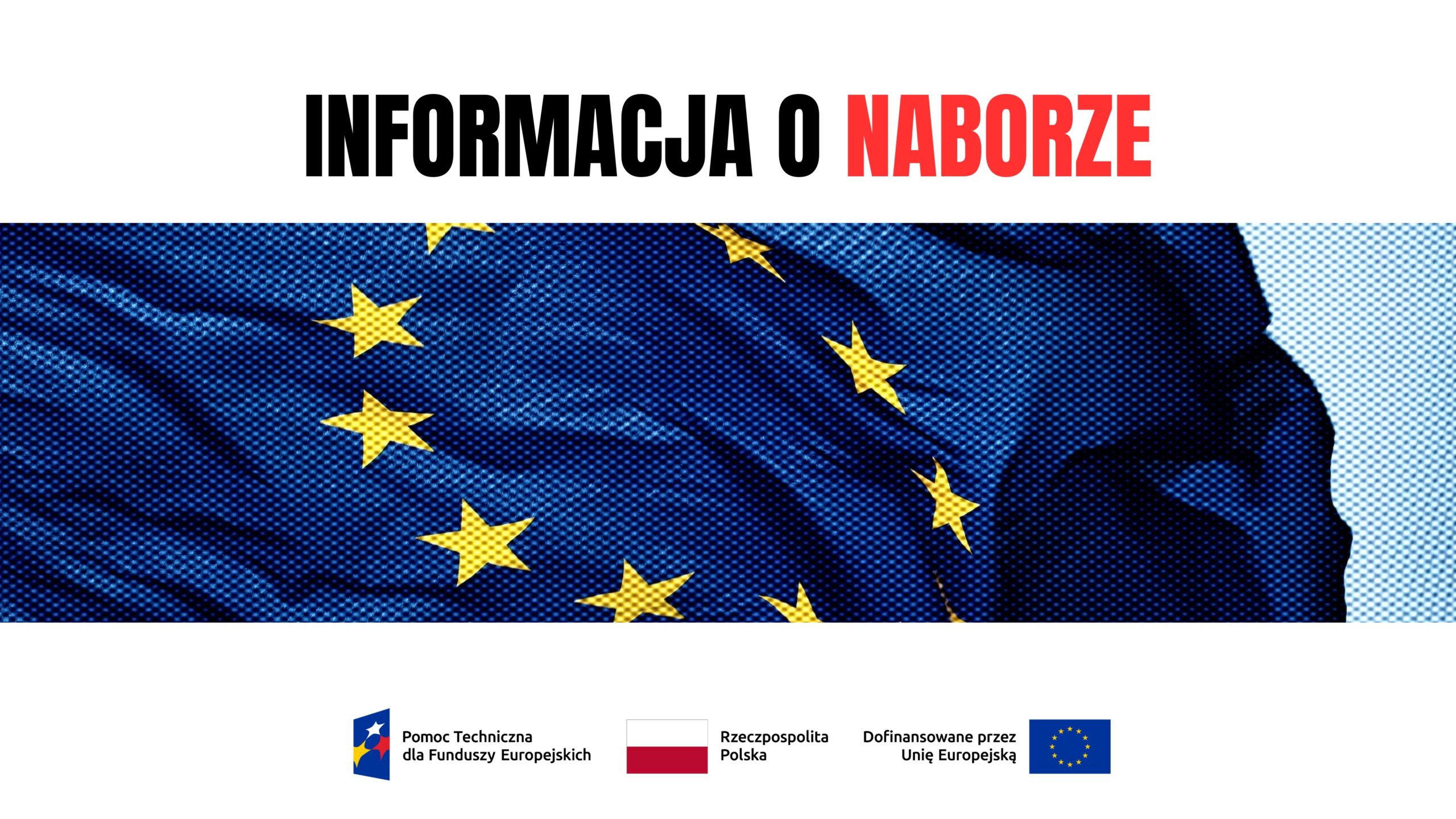 Grafika przedstawia powiewającą flagę Unii Europejskiej - 12 złotych gwiazd na granatowym tle