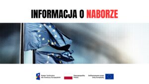 Grafika przedstawia powiewającą flagę Unii Europejskiej - 12 złotych gwiazd na granatowym tle
