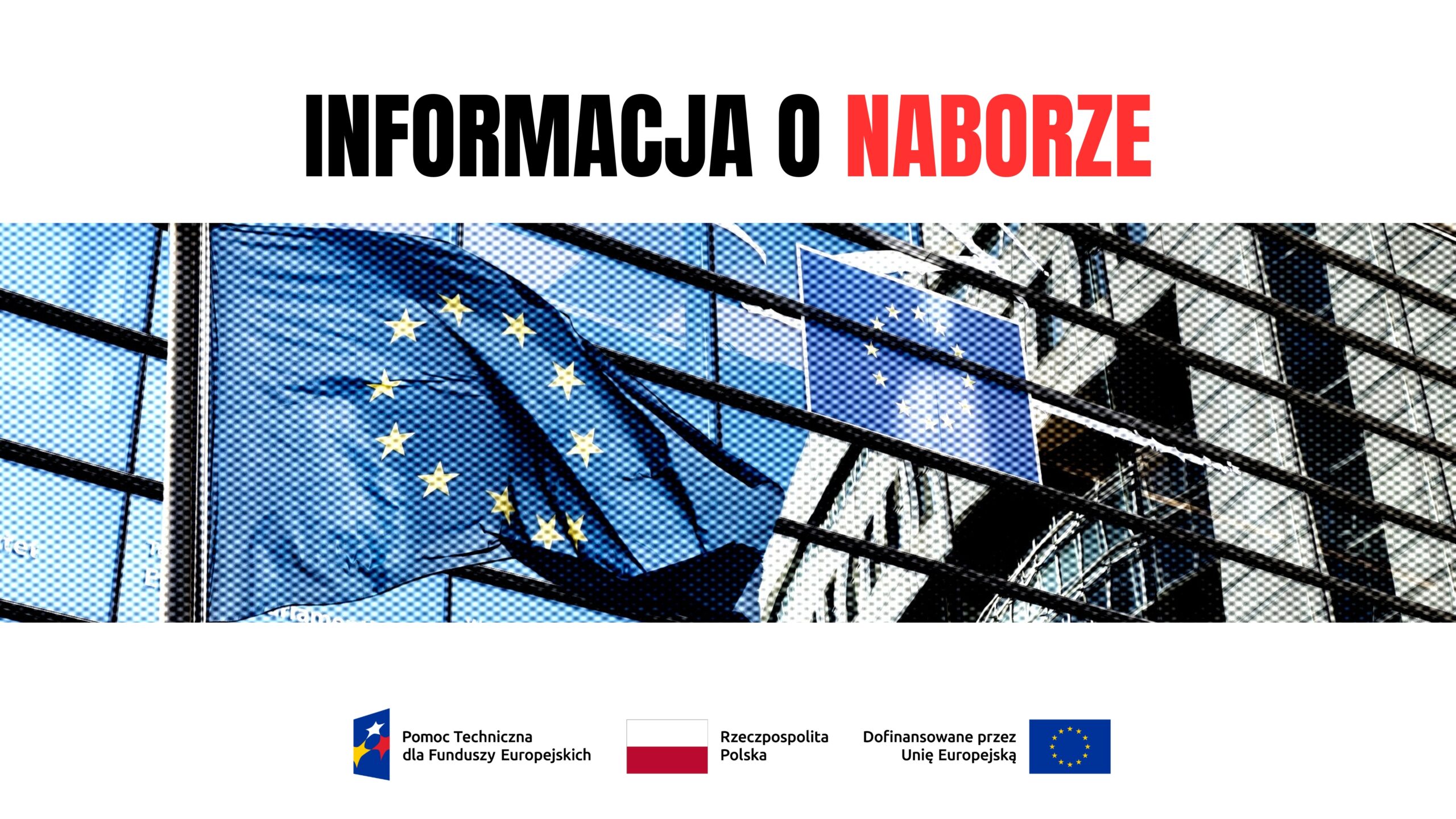 Grafika przedstawia powiewającą flagę Unii Europejskiej - 12 złotych gwiazd na granatowym tle